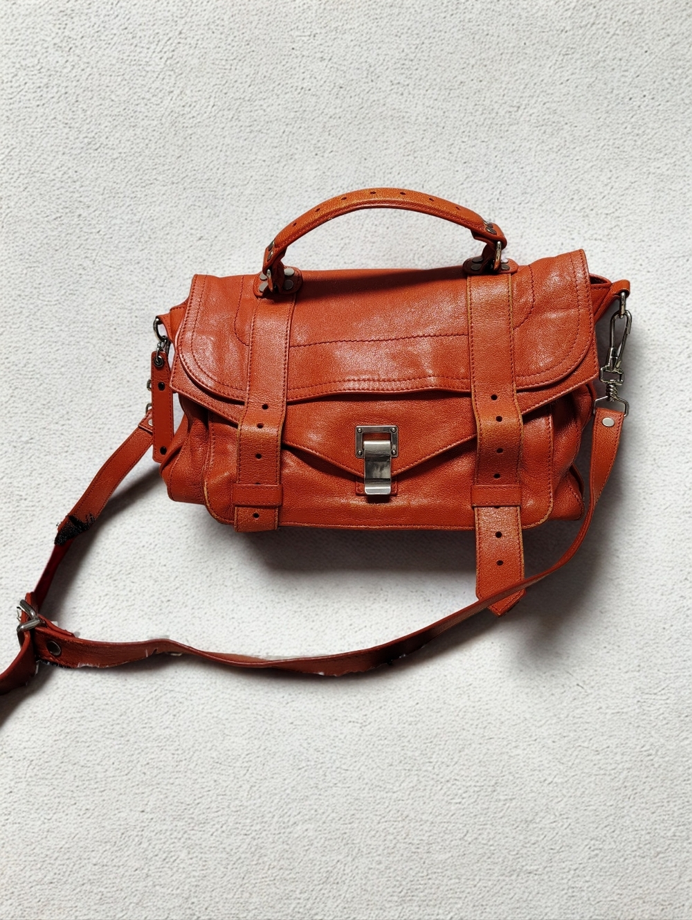 31. Proenza Leather Messenger Satchel with Top Handle & Adjustable Strap
